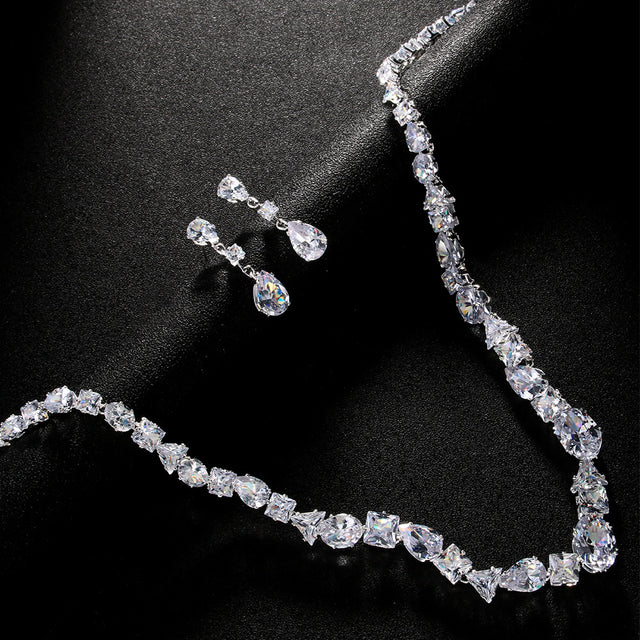 Simple necklace earring set bride's wedding jewelry set fashionable and versatile accessories - V.I.P Digital Presence
