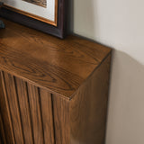 Medieval side panel with 2 sliding doors and solid wood decorative strips, storage cabinet - V.I.P Digital Presence