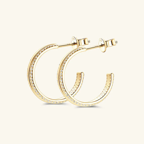 925 Sterling Silver Inlaid Moissanite C-Hoop Earrings - V.I.P Digital Presence