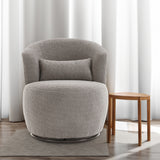 Grey Plush Swivel Accent Chair - Contemporary Round Armchair with 360° Rotation and Metal Base for Living Room Elegance - V.I.P Digital Presence