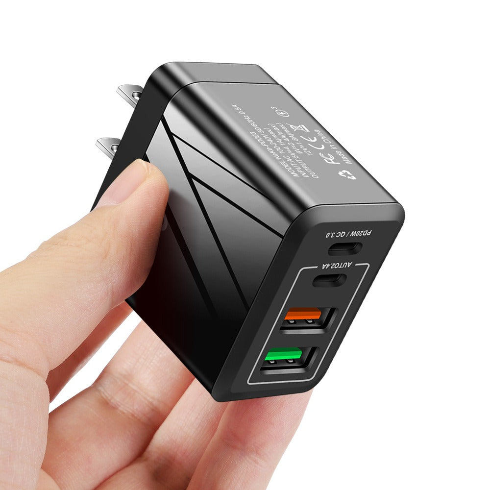 Cargador de teléfono PD QC3.0+2.4A Tipo-c con 2 USB de carga rápida
