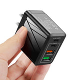 Cargador de teléfono PD QC3.0+2.4A Tipo-c con 2 USB de carga rápida