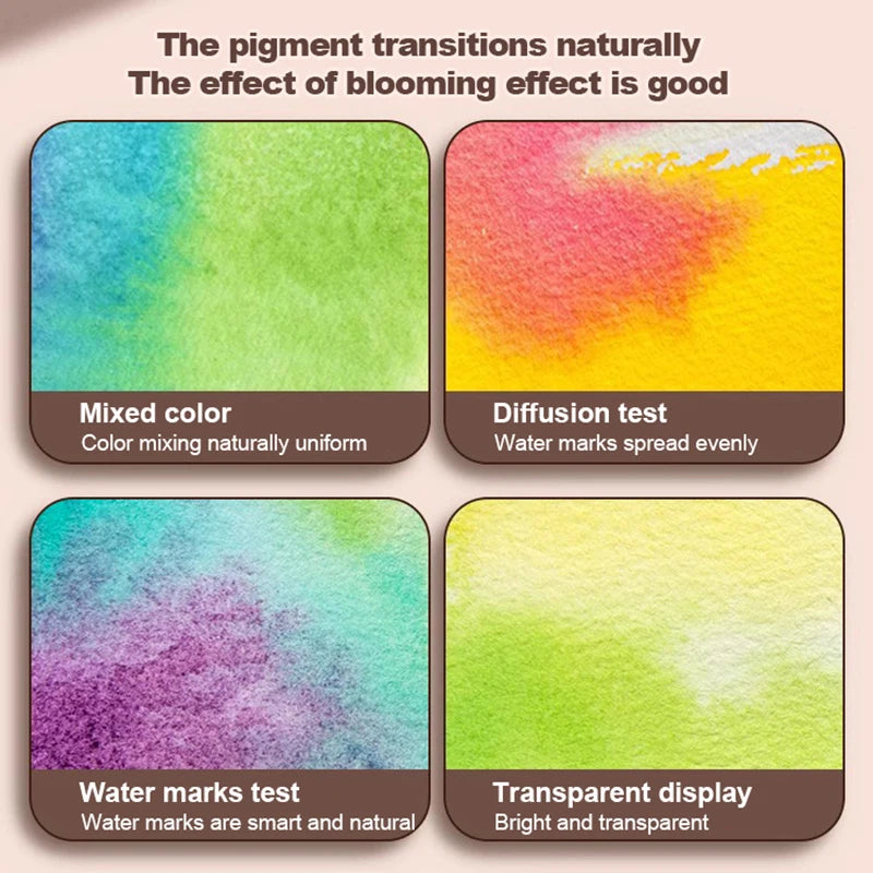 Mini watercolor paint box and small notebook Mingke 8-color wooden box mini drawing board solid watercolor painting - V.I.P Digital Presence