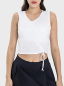 Drawstring Ruched Wide Strap Active Tank - V.I.P Digital Presence