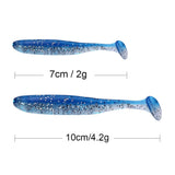 QXO 10 piezas/lote de señuelos blandos de silicona, 7 cm, 2 g, artículos para pesca en el mar, PVA Swimbait Wobblers, aparejos artificiales 