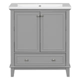30inchgrey Bathroom Vanity with Sink ComboMulti-functional Bathroom Cabinet with Doors and Drawer Solid Frame and MDF Board - V.I.P Digital Presence