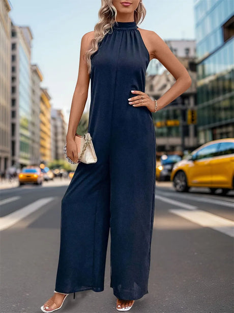 Perfee Tied Grecian Wide Leg Jumpsuit - V.I.P Digital Presence
