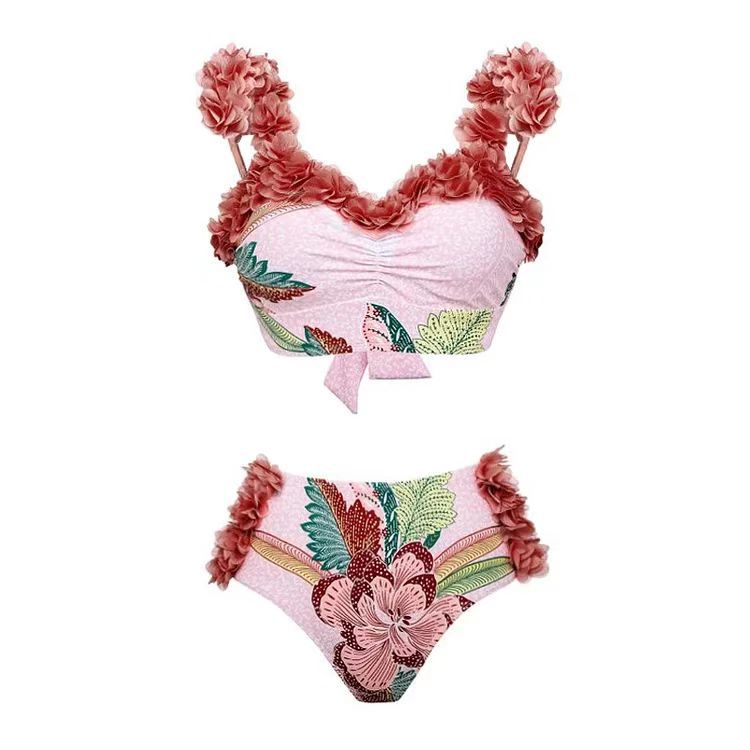 European and American conservative vacation beach hot spring swimsuit French retro one-piece bikini - V.I.P Digital Presence