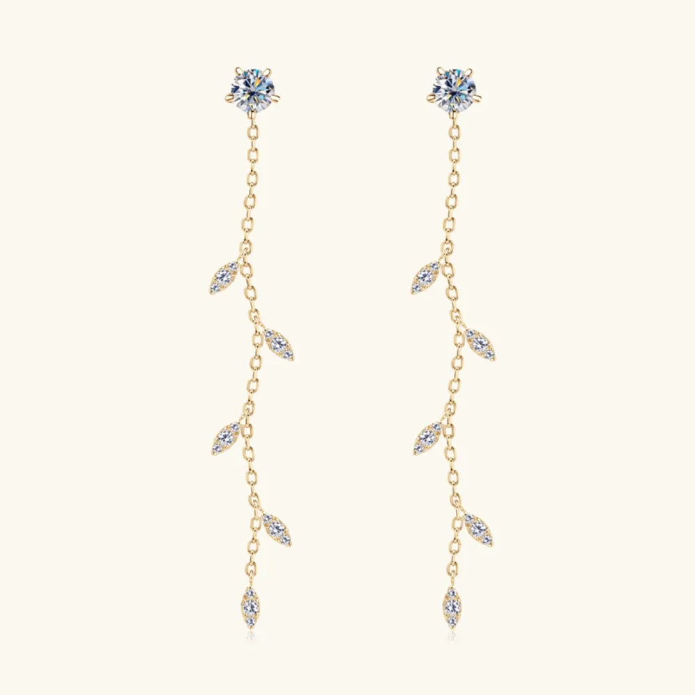 1.38 Carat Moissanite 925 Sterling Silver Leaf Earrings - V.I.P Digital Presence