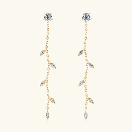 1.38 Carat Moissanite 925 Sterling Silver Leaf Earrings - V.I.P Digital Presence