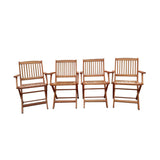 Foldable Patio Dining Set 4 Folding Chairs Indoor and outdoor universal Teak - V.I.P Digital Presence