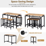 TREXM 5-piece compact bar table with table and stool - modern industrial design brown - V.I.P Digital Presence