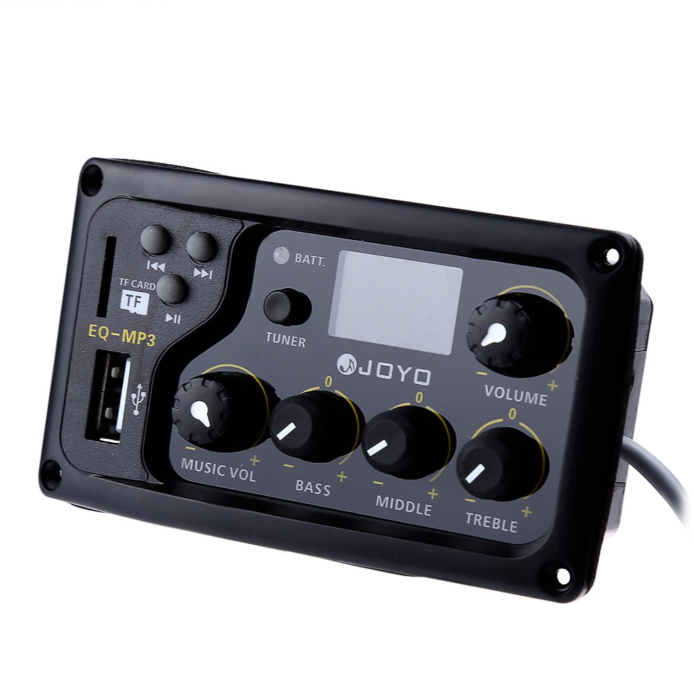 JOYO EQ - Preamplificador de ecualizador digital de 3 bandas con pantalla LCD MP3 y función de sintonización