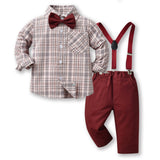 Children's Clothing Autumn Korean Version Multi-Color Plaid Long Sleeve Cotton Shirt Suspenders Boys' Suit - V.I.P Digital Presence