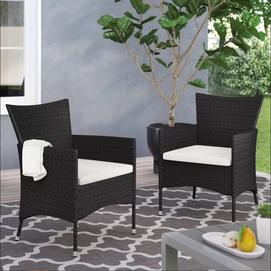 Clementine Outdoor Multibrown PE Wicker Dining Chairs (Set of 2) - V.I.P Digital Presence