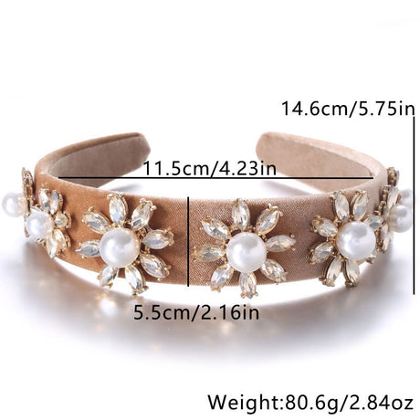 Baroque Large Pearl Flower Set with Colorful Diamonds Fashion Hair Hoop - V.I.P Digital Presence