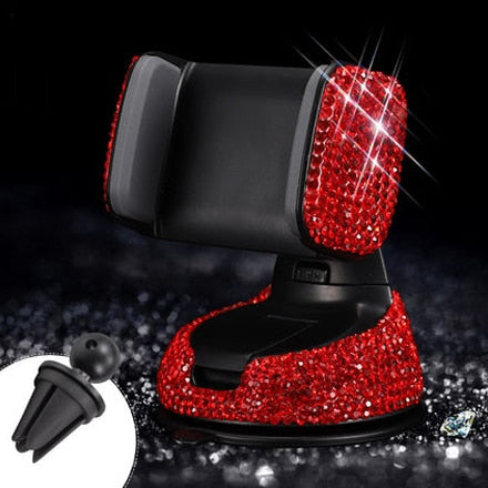 3 in 1 360 Degree Car Phone Holder for Car Dashboard Auto Windows and Air Vent with DIY Crystal Diamond Type for BMW for Toyota - V.I.P Digital Presence