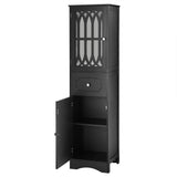 Tall Bathroom Cabinet, Freestanding Storage Cabinet with Drawer and Doors, MDF Board, Acrylic Door, Adjustable Shelf, Black - V.I.P Digital Presence
