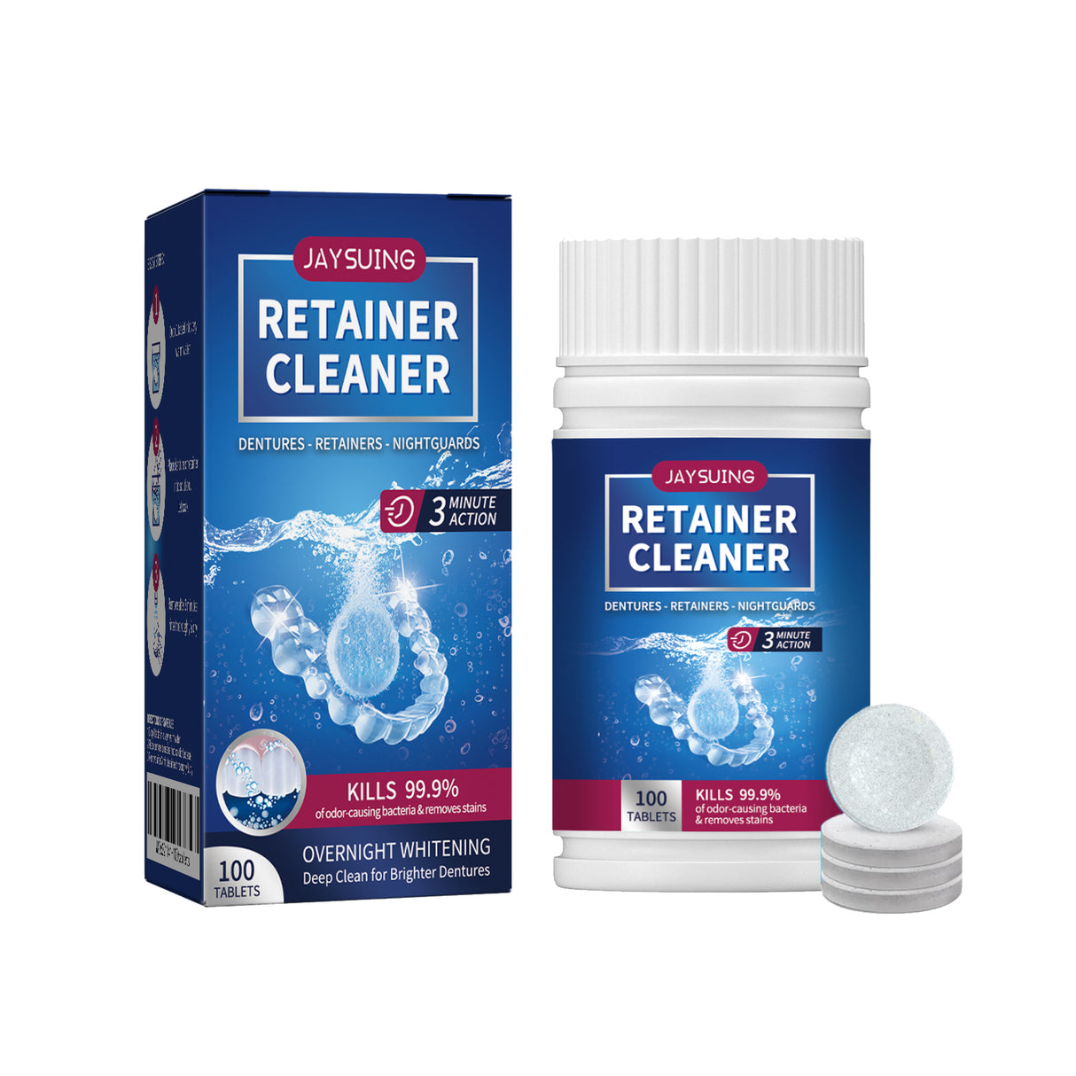 Denture Cleaning Tablet, White Denture Fresh Breath Oral Care Cleaning Tablet - V.I.P Digital Presence