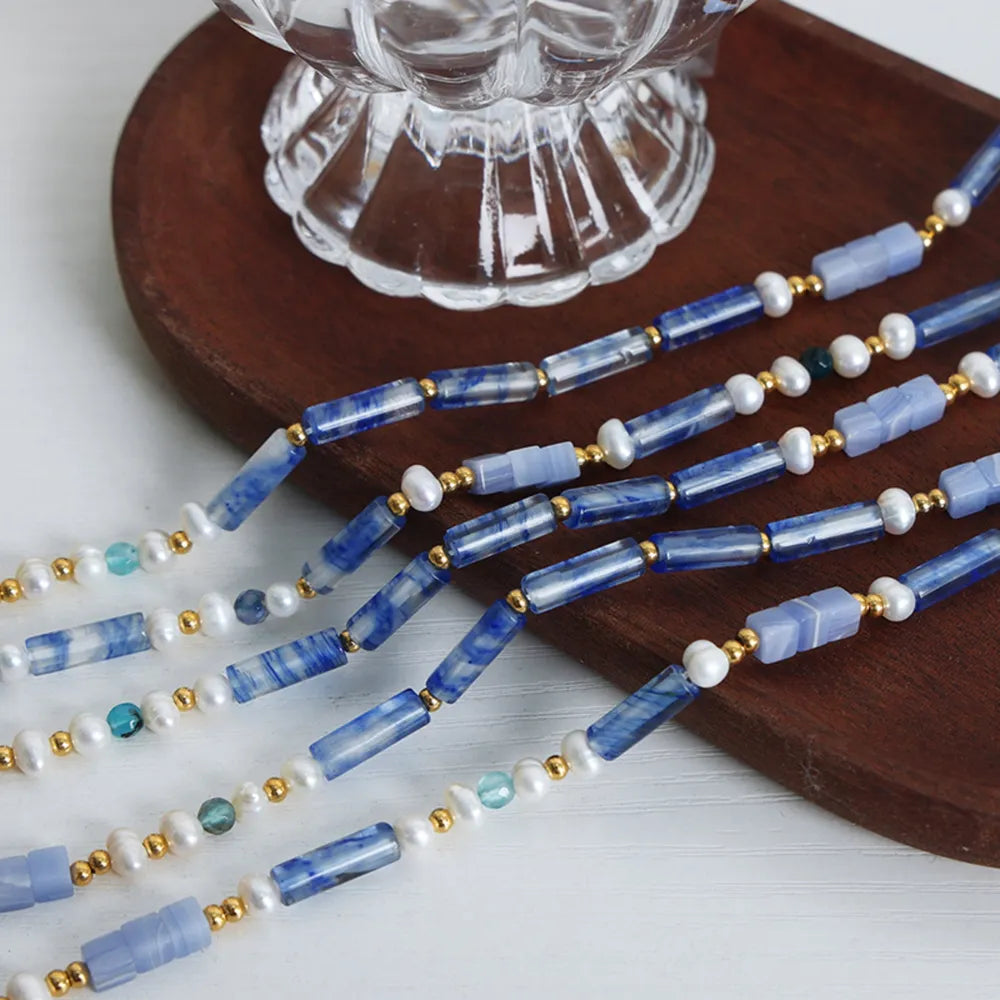 Freshwater Pearl Titanium Steel Geometric Bead Necklace - V.I.P Digital Presence