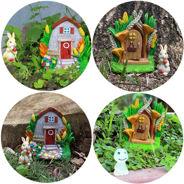 Fairy tale Door and Window Set Decoration Creative Resin Outdoor Garden Door and Window Decoration - V.I.P Digital Presence