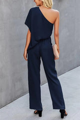Single Shoulder Short Sleeve Jumpsuit - V.I.P Digital Presence