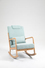 Rocking Chair Upholstered Fabric Rocking Armchair Indoor with High Backrest Glider Chairs and Lumbar Pillow for Living Room - V.I.P Digital Presence