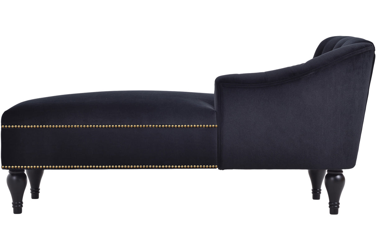 58 inch velvet lounge chair, button cluster right arm lounge chair with nail head decoration and solid wood legs - V.I.P Digital Presence