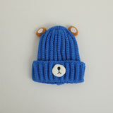 Gorro de punto cálido para niños de otoño e invierno, bonito gorro de lana de color caramelo con forma de oso, gorro cálido coreano para bebés, para hombres y mujeres, tendencia