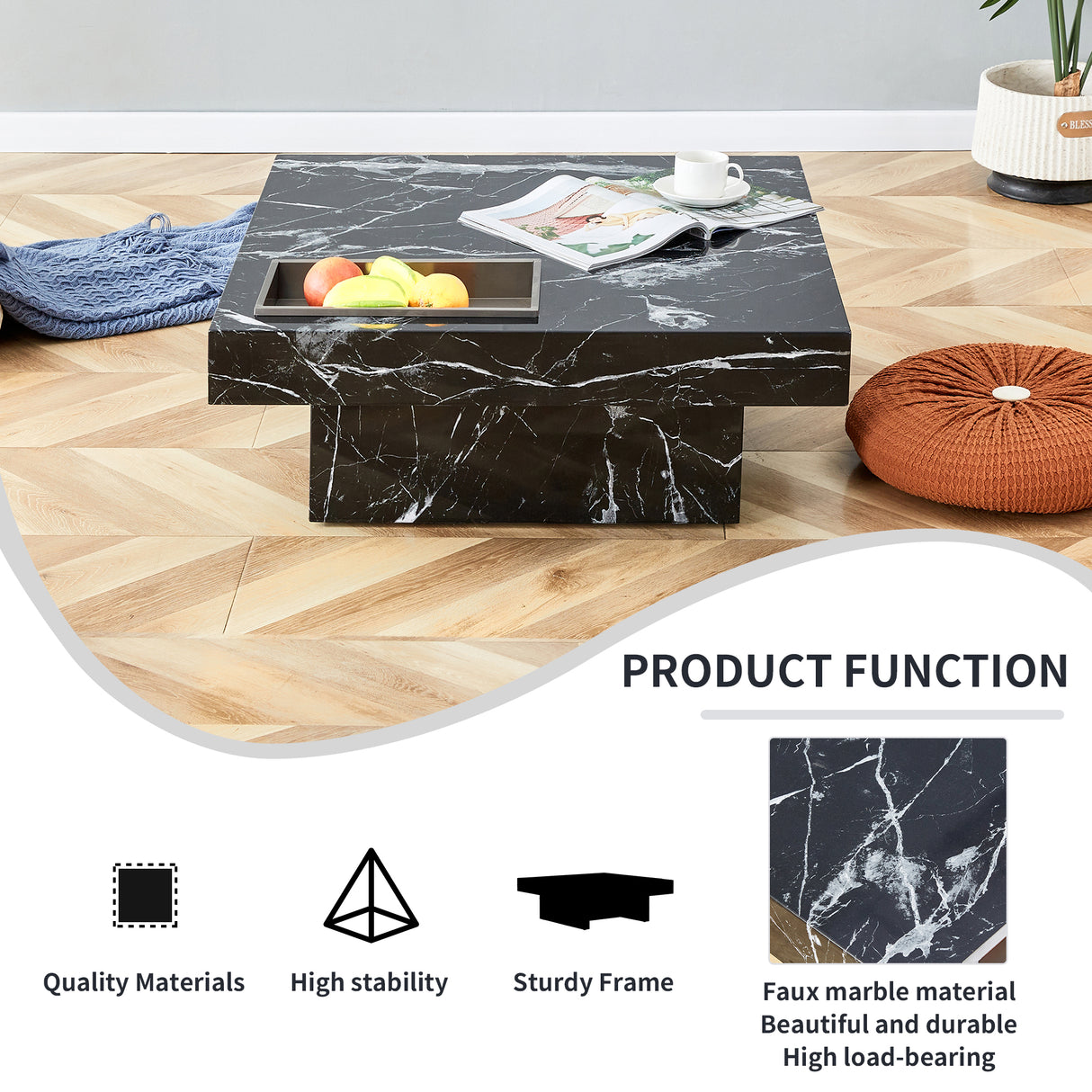 A modern and practical coffee table made of MDF material with black patterns - V.I.P Digital Presence