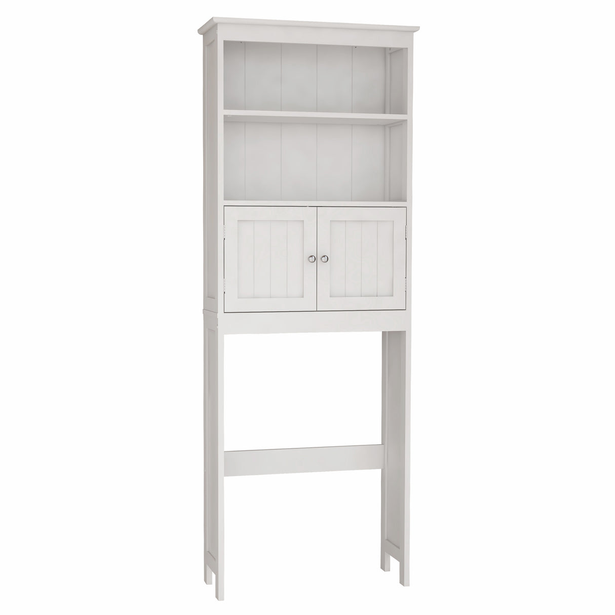 Over The Toilet Rack 2 -Tier Toilet Bathroom Spacesaver Storage Shelf with 2 Doors Wood Storage Organizer Cabinet - V.I.P Digital Presence