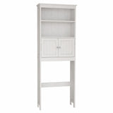 Over The Toilet Rack 2 -Tier Toilet Bathroom Spacesaver Storage Shelf with 2 Doors Wood Storage Organizer Cabinet - V.I.P Digital Presence