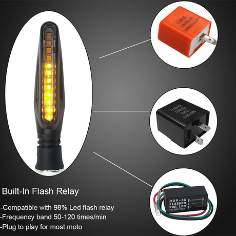 2PCS LED Motorcycle Turn Signals Light 12 SMD Tail Flasher Flowing Water Blinker IP68 Bendable Motorcycle Flashing Lights - V.I.P Digital Presence