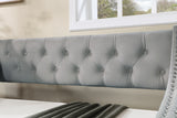 Twin Size Upholstered Daybed with Trundle Sturdy Wood Bedframe w/ Bedframe Tufted Button & Copper Nail on Arms Design - V.I.P Digital Presence