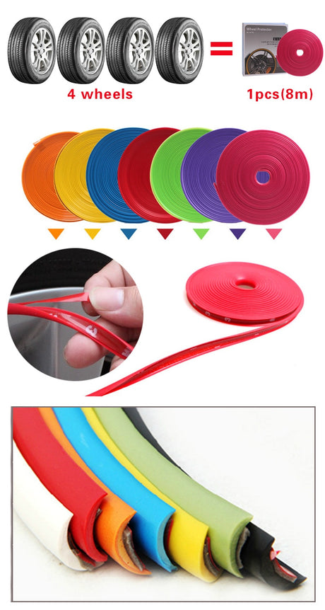 8M/Roll Car Styling Wheel Rims Protector Decor Strip Rubber Moulding Trim IPA Rimblades Car Vehicle Color Tire Guard Line - V.I.P Digital Presence