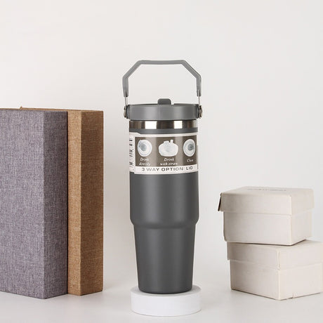 20oz30ozPortable Car Cup Stainless Steel Cup Travel Sports Water Bottle With Handle Cover Coffee Tumbler Cup - V.I.P Digital Presence