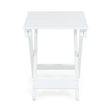 Outdoor Folding Wooden Side Table, White, 15"D x 22.75"W x 18.25"H - V.I.P Digital Presence