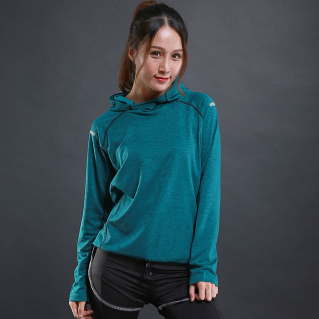 Autumn Thin Women Running T Shirts Gym Fitness Long Sleeves Sweatshirts Quick Dry Training Breathable Hood Sports Yoga Clothing - V.I.P Digital Presence
