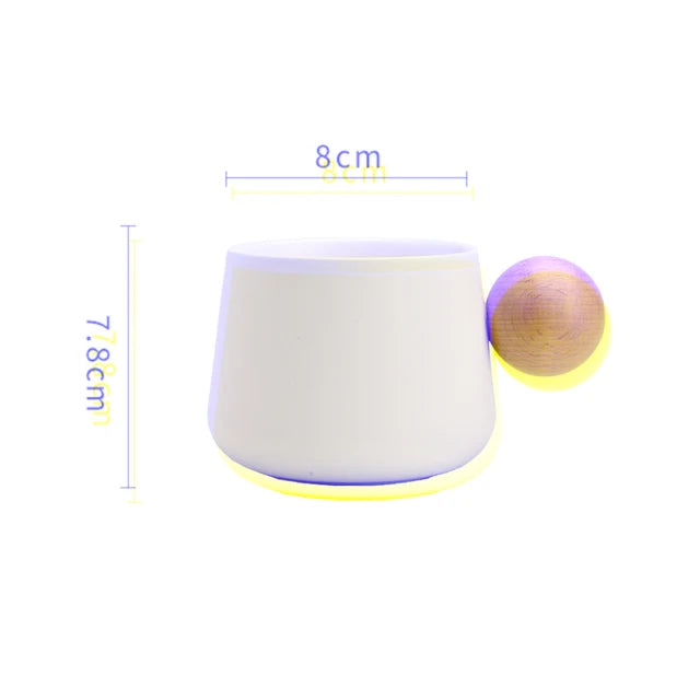 Ceramic Coffee Cup and Saucer Set Espresso Cups Light Luxury Wooden Handle Afternoon Tea Mug Female Original Mugs Couple Gifts - V.I.P Digital Presence