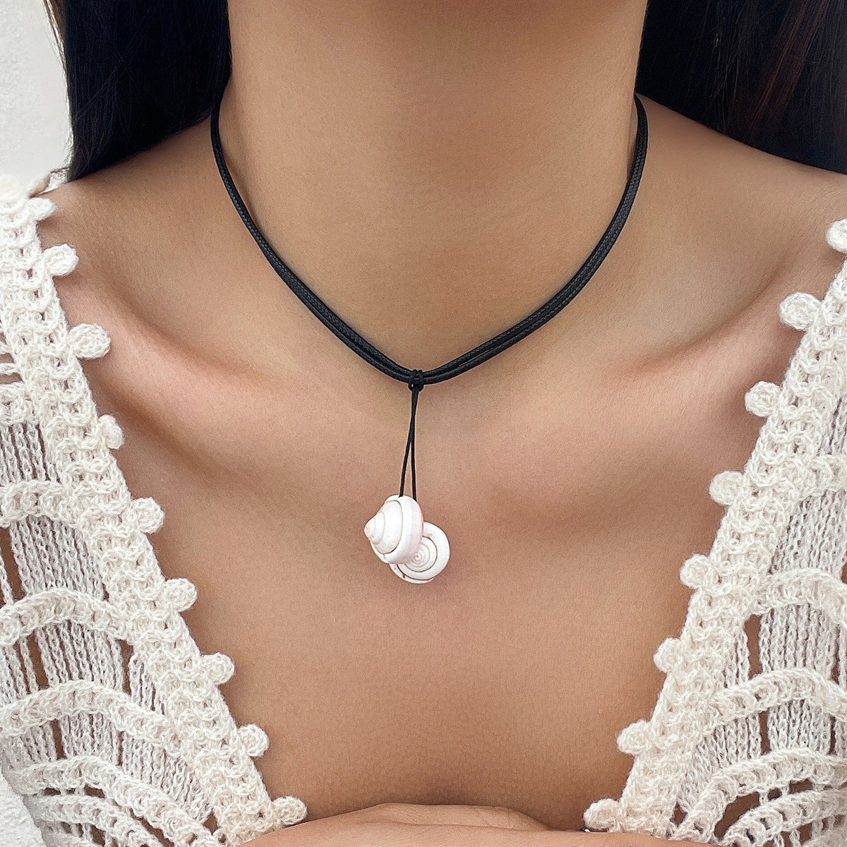 Beach Vacation Conch Shell Tassel Necklace Versatile Countryside Wax Thread Necklace Accessories - V.I.P Digital Presence
