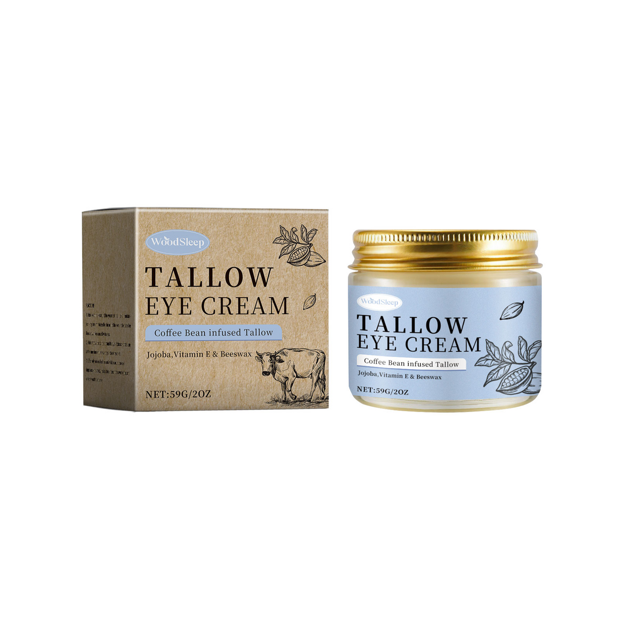 Crema para ojos con mantequilla de café y pasto que nutre, suaviza, reafirma y absorbe suavemente la piel de los ojos.