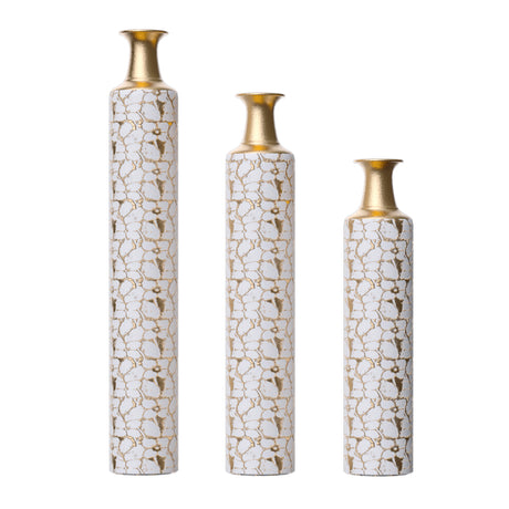 Floor standing golden large vase -32/28/24 inches decorative high vase set of 3 vintage antique worn-out vases - V.I.P Digital Presence