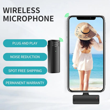 Wireless lavalier microphone for live recording intelligent noise reduction multifunctional portable small microphone - V.I.P Digital Presence