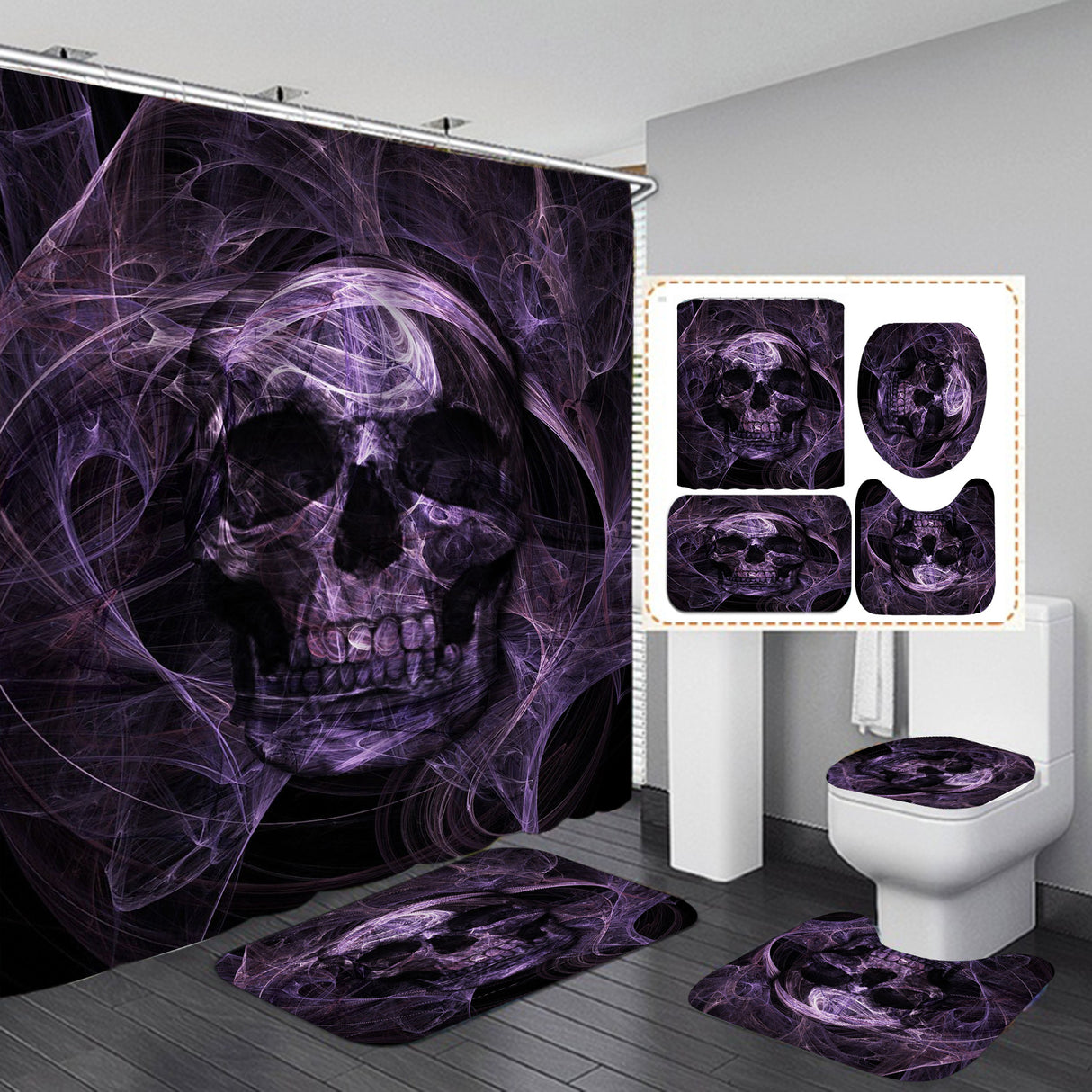 Polyester Printed Shower Curtain Thickened Waterproof Halloween Shower Curtain - V.I.P Digital Presence