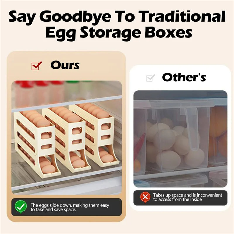 Refrigerator Egg Storage Box Automatic Scrolling Egg Holder Kitchen Large Capacity Dedicated Rolling Egg Storage Box for Kitchen - V.I.P Digital Presence