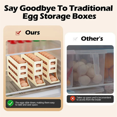 Refrigerator Egg Storage Box Automatic Scrolling Egg Holder Kitchen Large Capacity Dedicated Rolling Egg Storage Box for Kitchen - V.I.P Digital Presence