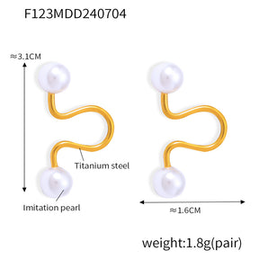 titanium steel Imitation Pearl Cuff Earrings - V.I.P Digital Presence