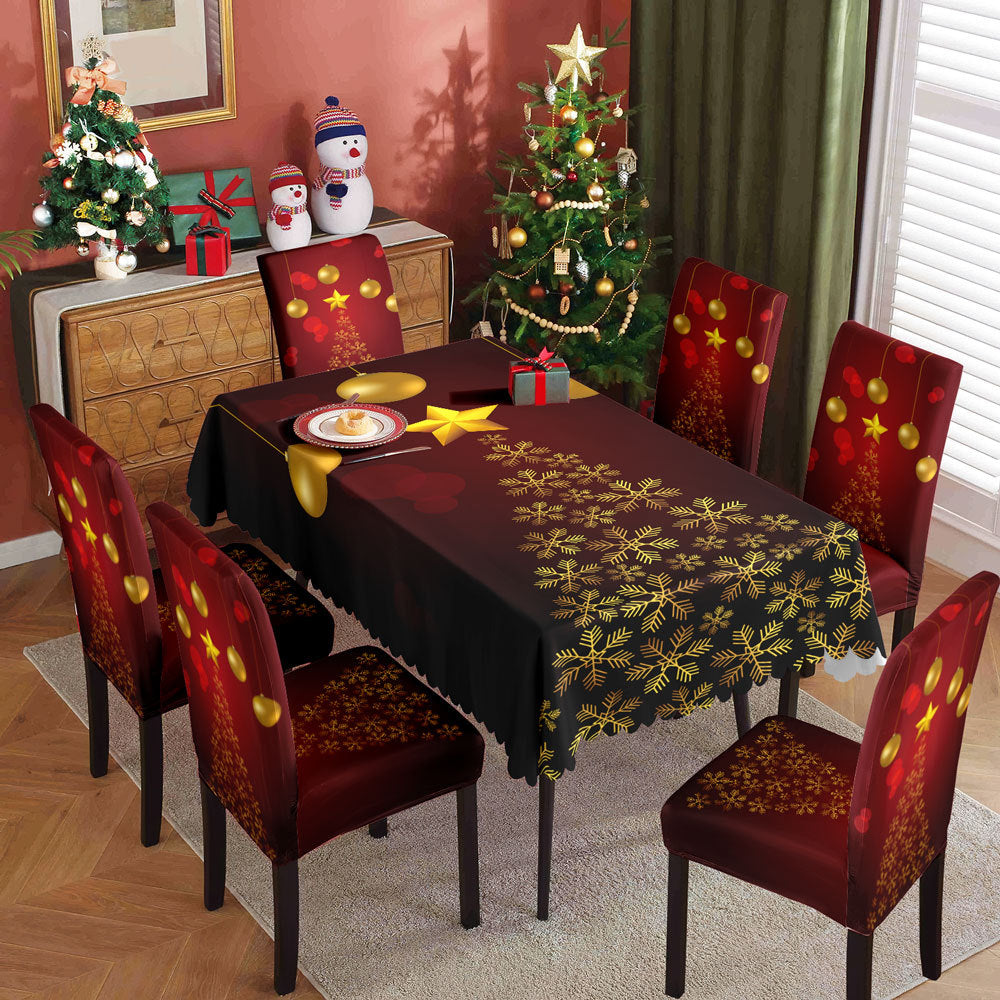 Christmas printed tablecloth, chair cover, waterproof, oil resistant, festive decoration, dining table cloth, chair cover, universal household use - V.I.P Digital Presence