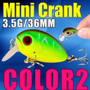 AFISHLURE 36 mm 3,5 g Crank Bait Señuelo de pesca artificial de plástico duro Carpa falsa Pesca Wobbler Leurre Peche Isca 