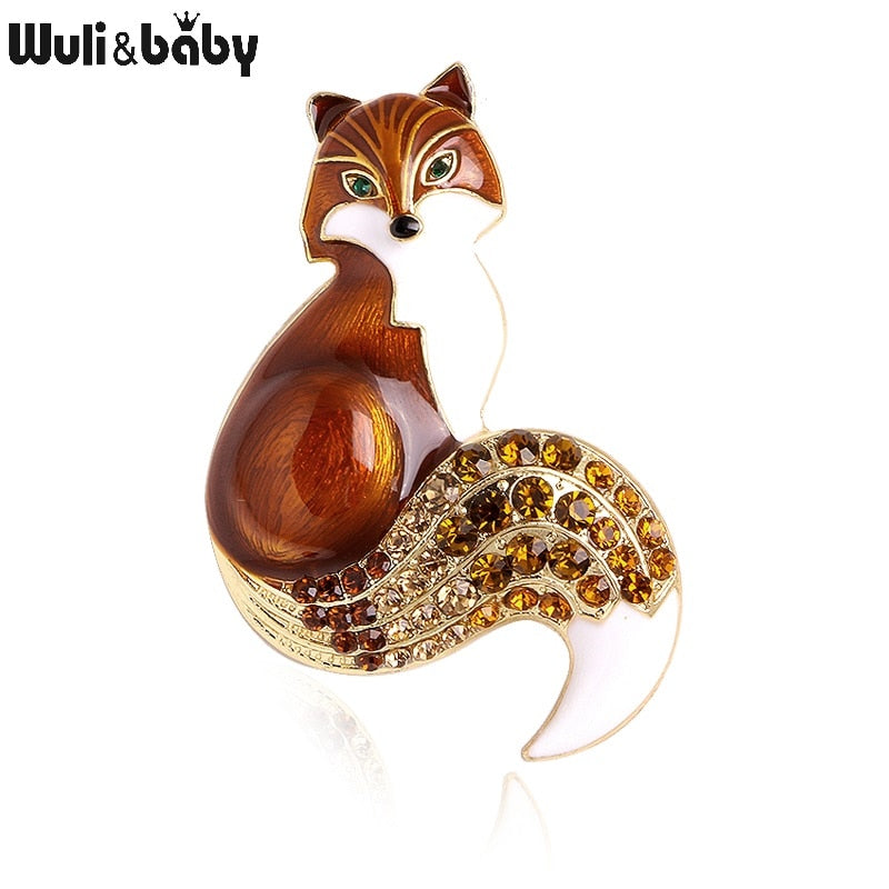 Wuli&baby Rhinestone Enamel Fox Brooches For Women Animal Party Causal Brooch Pins Gifts - V.I.P Digital Presence